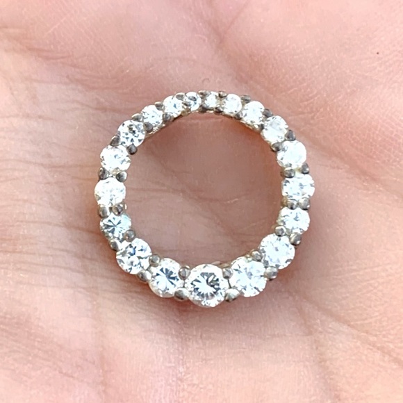 Eternal Circle CZ Sterling Silver Pendant - Picture 5 of 10